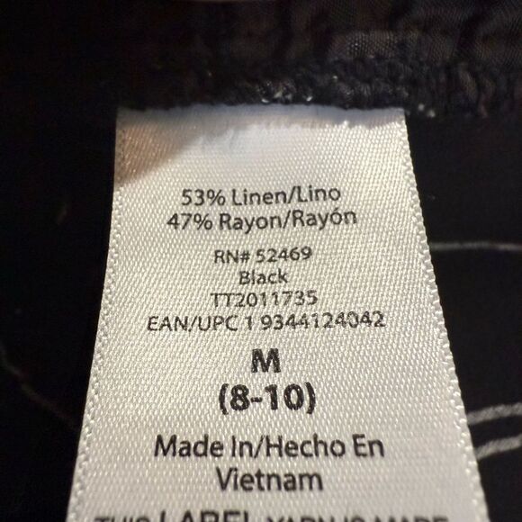 Time and Tru Black A Line Midi Skirt Tie Front - Picture 6 of 9